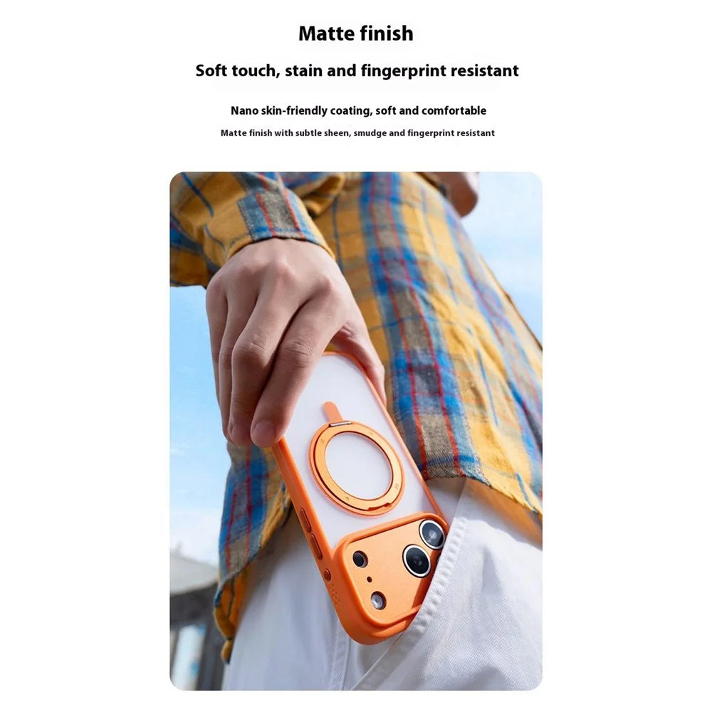 MOMAX MRAP25 For iPhone 17 Pro Max Magnetic Case Matte TPU + PC Kickstand Phone Cover - Orange - 6