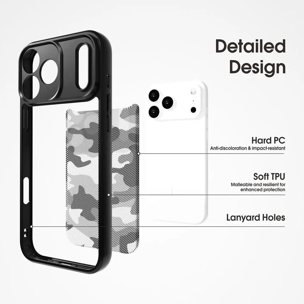 IBMRS For iPhone 17 Pro Case Soft TPU Frame Hard PC Back Anti-Fall Phone Cover - Grid Camouflage - 2