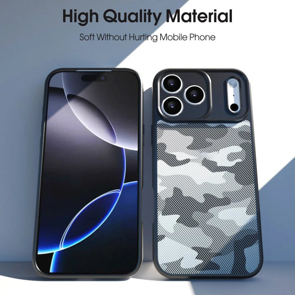 IBMRS For iPhone 17 Pro Case Soft TPU Frame Hard PC Back Anti-Fall Phone Cover - Grid Camouflage - 4