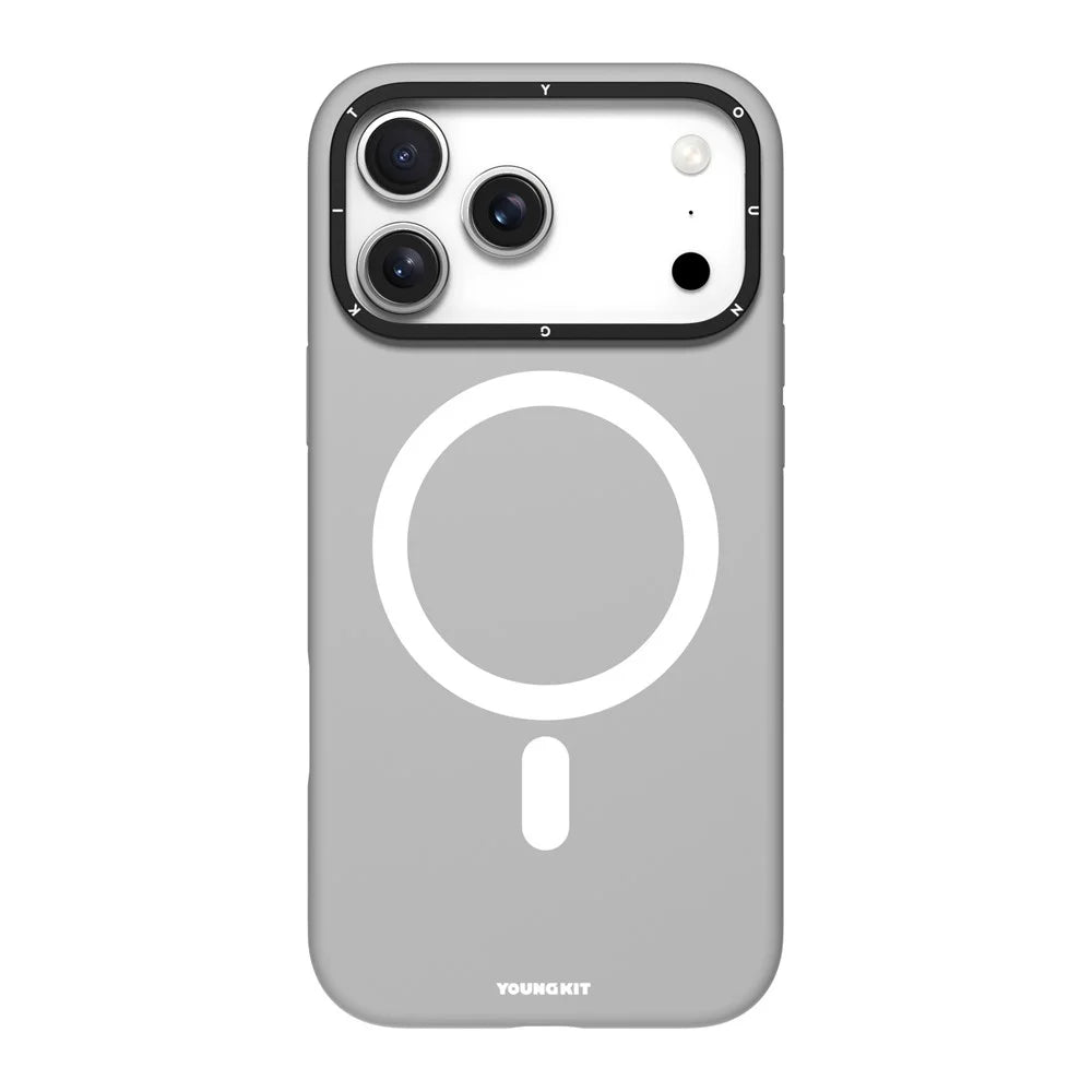 YOUNGKIT For iPhone 17 Pro Case Compatible with MagSafe Lens Kickstand Silicone Phone Cover - Grey - 2