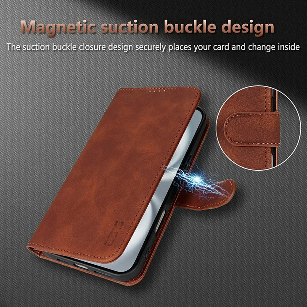 AZNS For iPhone 18 Pro Max / 17 Pro Max Case PU Leather Wallet Phone Cover - Brown - 7