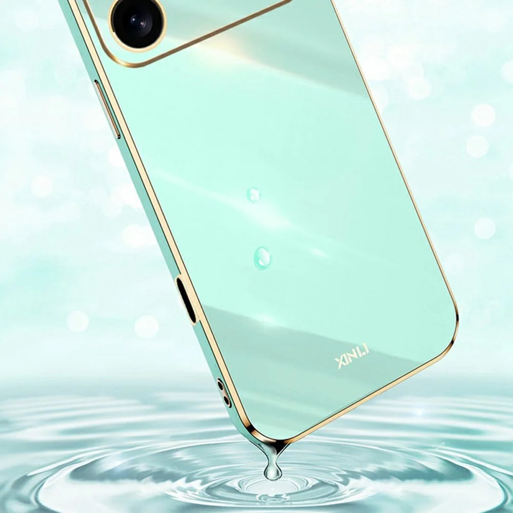 XINLI For iPhone 17 Pro Case TPU Phone Cover with Electroplating Frame - Cyan - 6