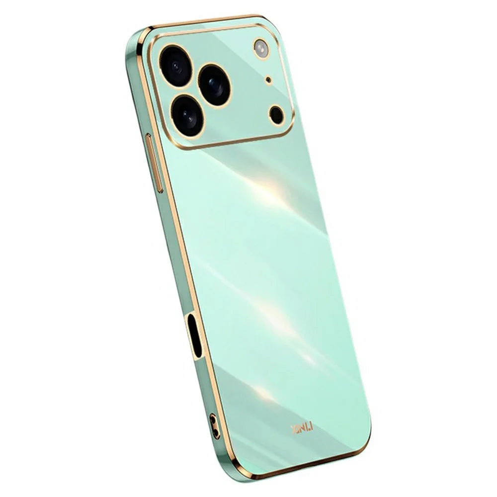 XINLI For iPhone 17 Pro Max Case TPU Phone Cover with Electroplating Frame - Cyan - 1