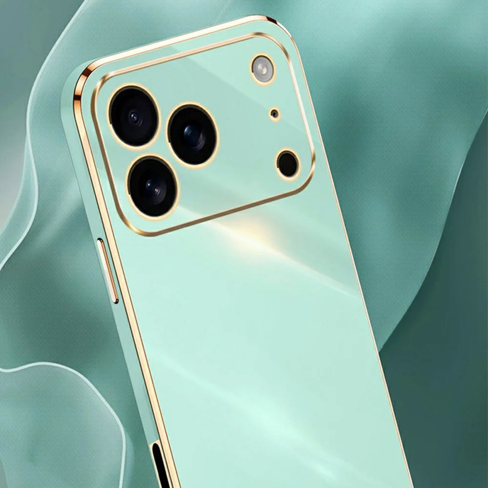 XINLI For iPhone 17 Pro Max Case TPU Phone Cover with Electroplating Frame - Cyan - 2