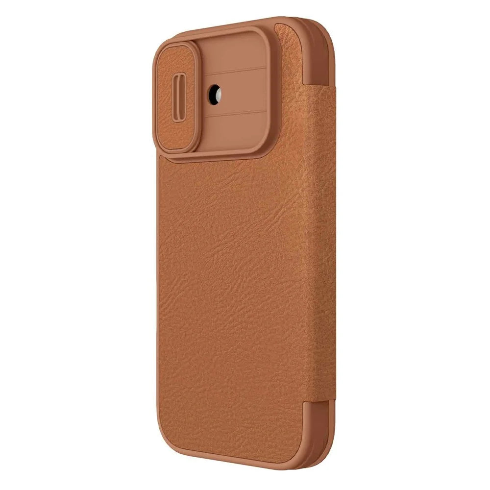 NILLKIN Qin Pro Series for iPhone 17 Case with Card Slots Leather Phone Cover - Brown - 2