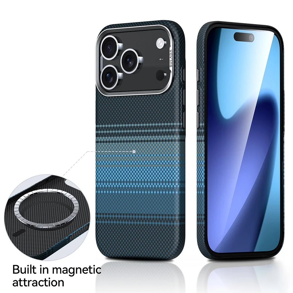 SULADA For iPhone 17 Pro Max Magnetic Case Hard PC Anti-Scratch Phone Cover - Sunrise Blue - 2