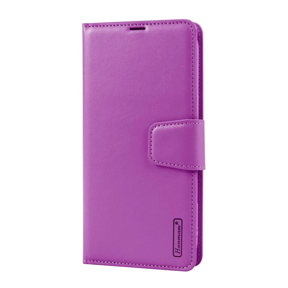 HANMAN Mill Series for iPhone 17 Pro Case Wallet Stand PU Leather Phone Cover - Purple - 4
