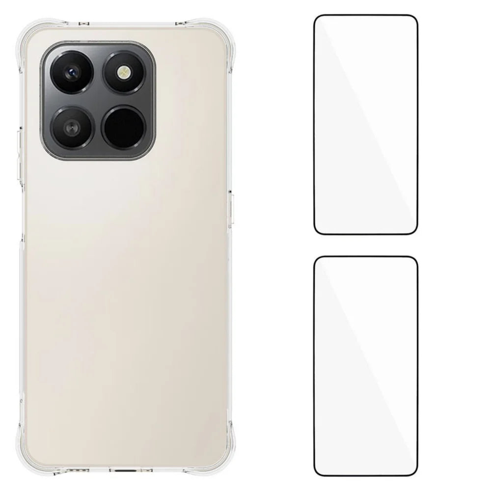 WANLONFENG For Honor 400 Smart 5G / 4G / X7d 4G TPU Case  WL2 Series 2.0mm Phone Cover with 2Pcs Tempered Glass Films - Transparent - 1