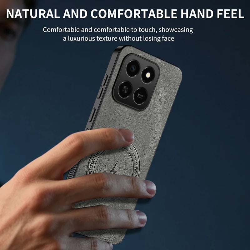 WANLONFENG For Honor 400 Smart 5G / 4G / X7d 4G Magnetic Case  SD Series PC TPU Phone Cover with 2Pcs Screen Film - Grey - 5