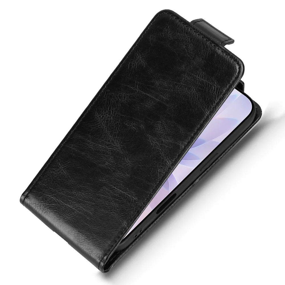 For iPhone 17 Stand Case Magnetic Clasp Vertical Flip Leather Phone Cover with Card Holder - Black - 4