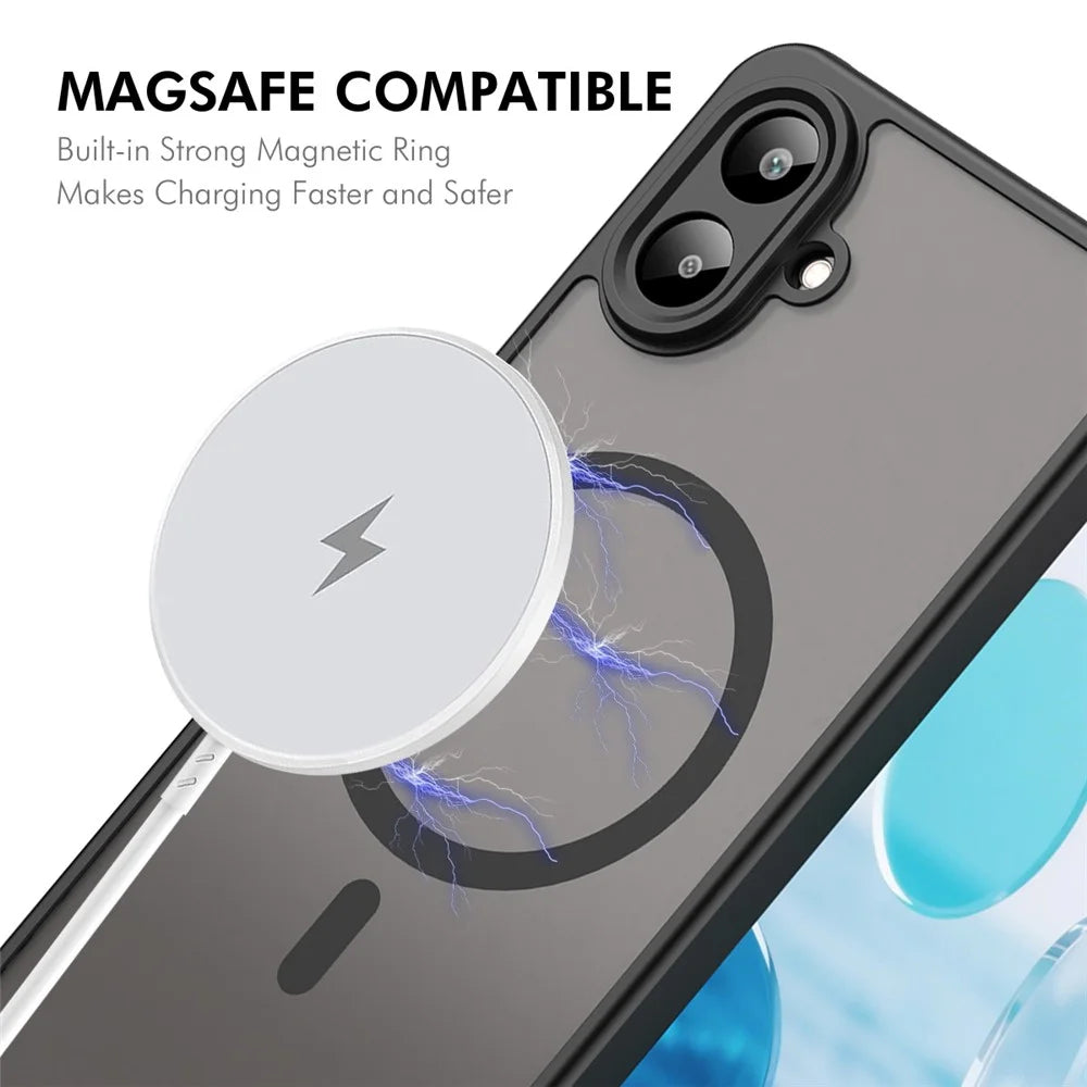 ENKAY HAT PRINCE For Samsung Galaxy A07 4G Magnetic Case with 9H Tempered Glass PC TPU Matte Phone Cover - Black - 2