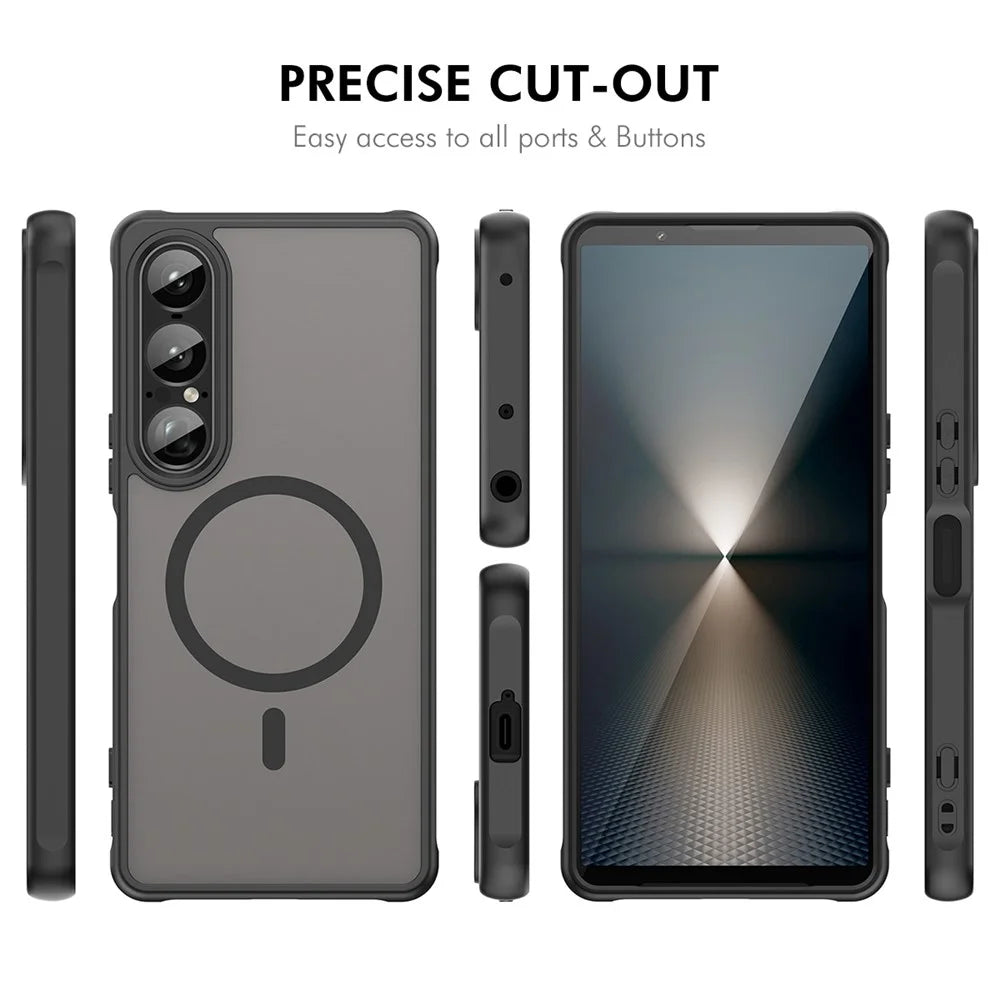 ENKAY HAT PRINCE For Sony Xperia 1 VII Magnetic Case with 9H Tempered Glass PC TPU Matte Phone Cover - Black - 7