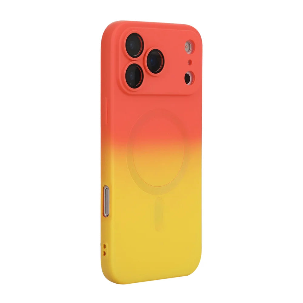 ENKAY HAT PRINCE For iPhone 17 Pro Silicone Case   Gradient Color Cover Compatible with MagSafe - Orange+Yellow - 1