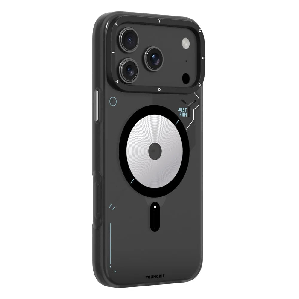 YOUNGKIT For iPhone 17 Pro Max Case Compatible with MagSafe Unique Disc Design TPU + PC Phone Back Cover - Dark Grey - 2