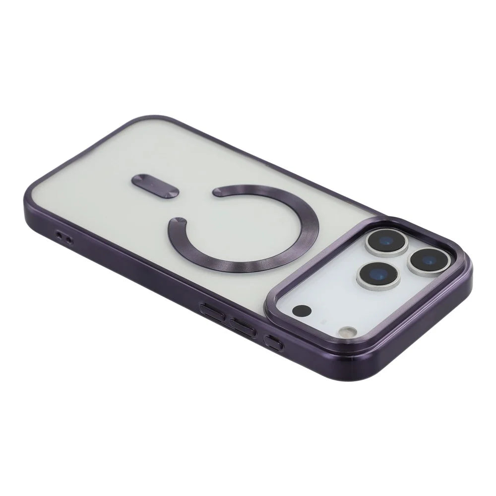 For iPhone 18 Pro / 17 Pro Case Matte Electroplating Phone Cover Compatible with MagSafe - Dark Purple - 5