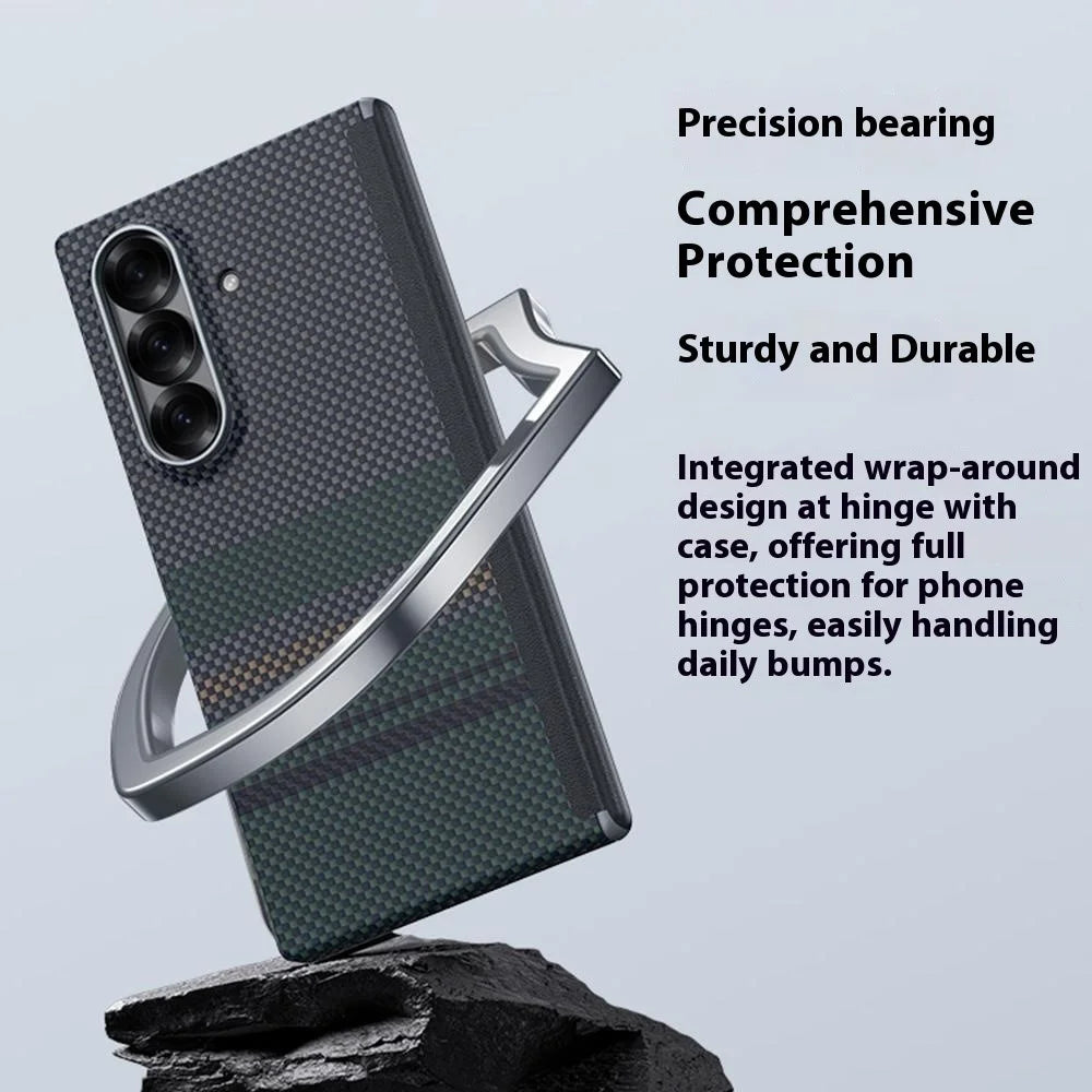 BENKS For Samsung Galaxy Z Fold7 5G Case Aramid Fiber Aurora Weave Phone Cover Magnetic Case - 4