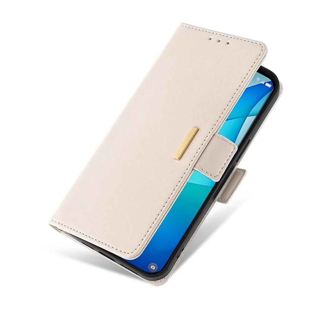 For iPhone Air Case RFID Blocking Wallet PU Leather Phone Cover with Wrist Strap - White - 4