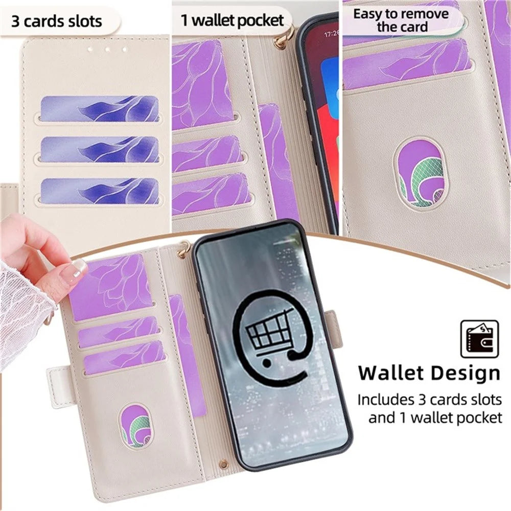 For iPhone Air Case RFID Blocking Wallet PU Leather Phone Cover with Wrist Strap - White - 5