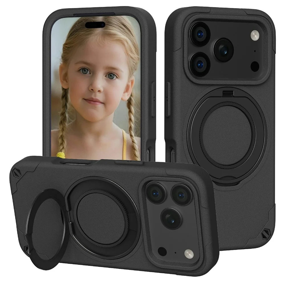 For iPhone 18 Pro Max / 17 Pro Max EVA Phone Case Compatible with MagSafe Kickstand Protective Cover - Black - 1