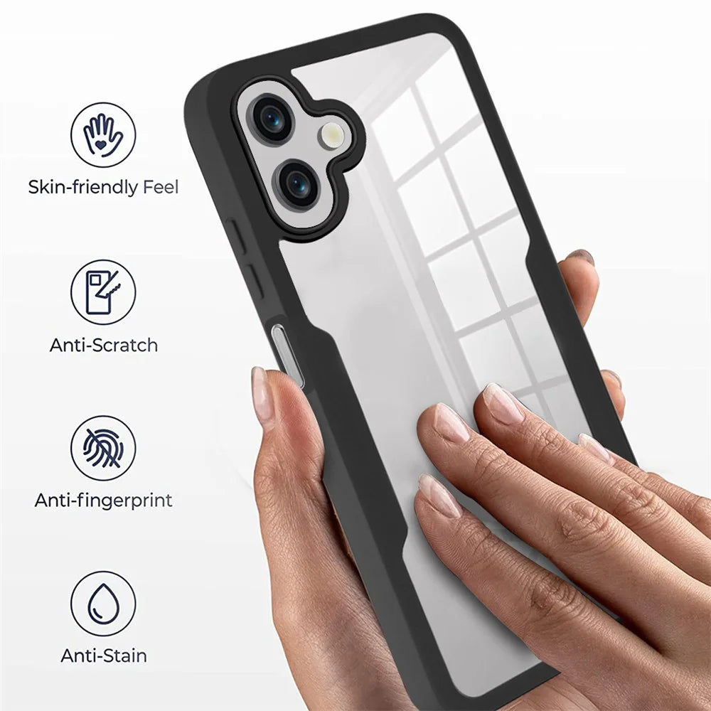 For Samsung Galaxy M36 5G Case Acrylic + TPU Clear Phone Cover with PET Screen Film - Black - 3