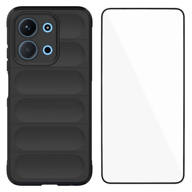 WANLONFENG For Xiaomi Redmi 15C 4G (EU) (173mm) / Xiaomi Redmi 15C 5G (EU) (173mm) TPU Case  HD Series Anti Slip Phone Cover with Tempered Glass - Black - 1