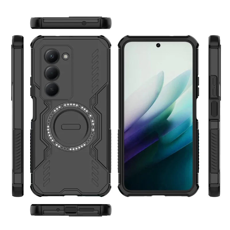 WANLONFENG For Xiaomi Redmi 15 4G (EU) (171mm) / Xiaomi Redmi 15 5G (EU) (171mm) Magnetic Case  DJ Series PC TPU Phone Cover with 2Pcs Tempered Glass Film - Black - 2