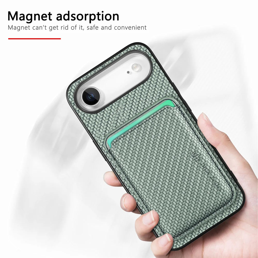For iPhone 17 Air Case Magnetic Detachable Card Holder Phone Back Cover - Green - 4
