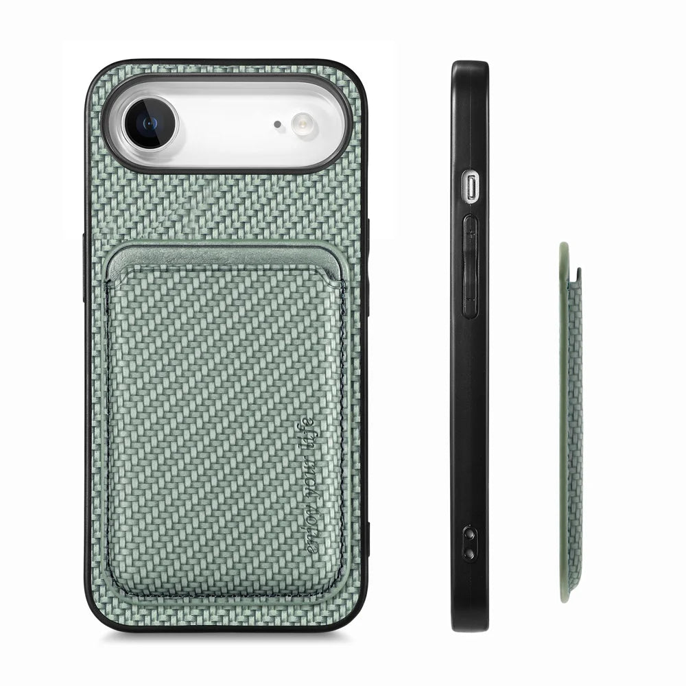 For iPhone 17 Air Case Magnetic Detachable Card Holder Phone Back Cover - Green - 6
