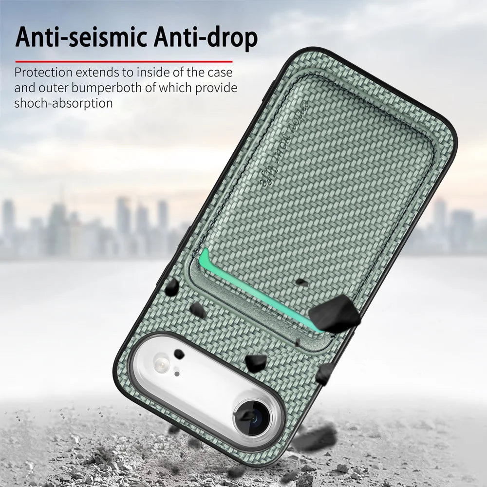 For iPhone 17 Air Case Magnetic Detachable Card Holder Phone Back Cover - Green - 7
