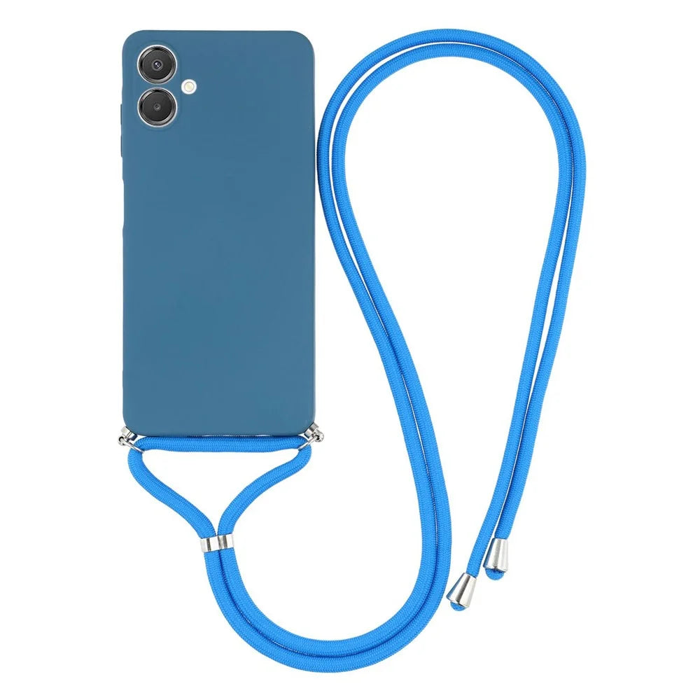For Samsung Galaxy A04e 4G Case Flexible TPU Fiber Lining Anti-Shock Crossbody Phone Cover - Sapphire - 1
