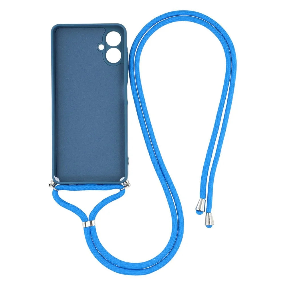 For Samsung Galaxy A04e 4G Case Flexible TPU Fiber Lining Anti-Shock Crossbody Phone Cover - Sapphire - 2