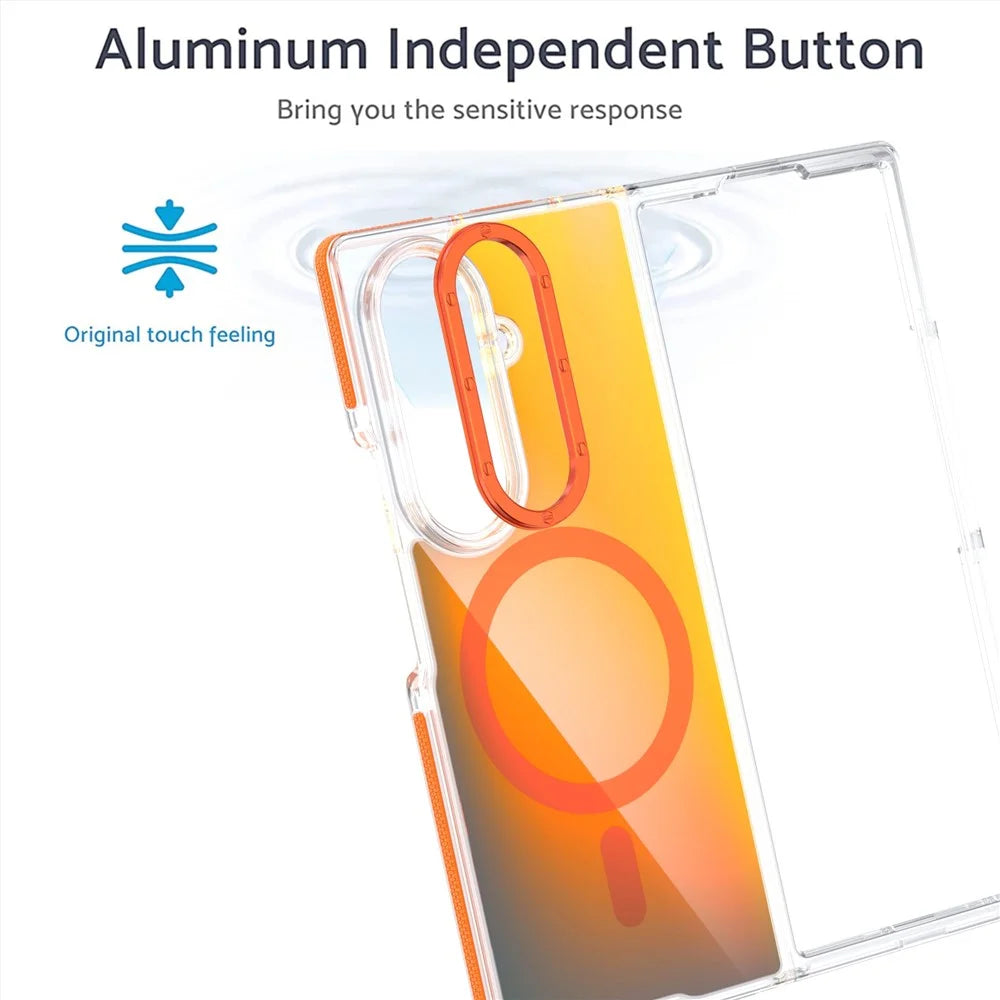 For Samsung Galaxy Z Fold7 5G Magnetic Case Cute Fluorescent Design TPU Acrylic Phone Back Cover - Black - 4