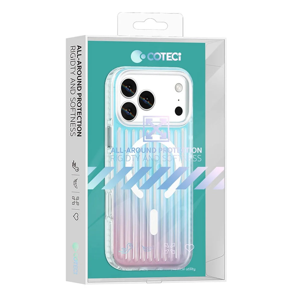 COTECI For iPhone 17 Case Compatible with MagSafe Gradient Color TPE + TPU Phone Back Cover - Dazzling Blue - 2