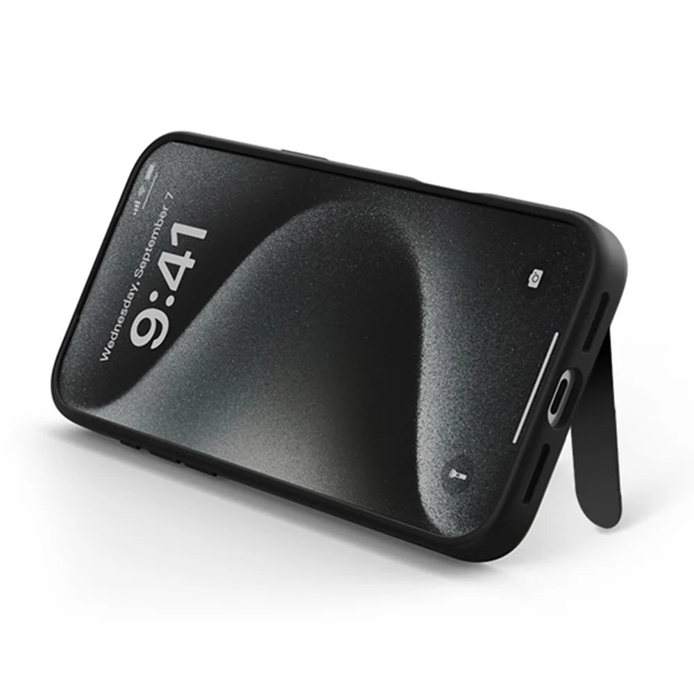 COTECI For iPhone Air Phone Case Compatible with MagSafe PC+TPU Back Cover with Hidden Kickstand - Matte Black - 2
