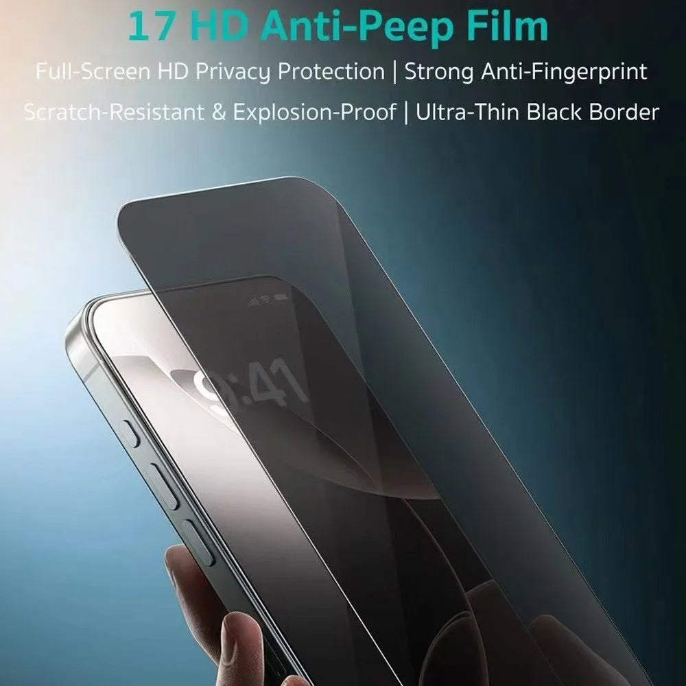 COTECI For iPhone 17 Screen Protector Anti Spy Tempered Glass Film with PC Dust Removal Tool - 5