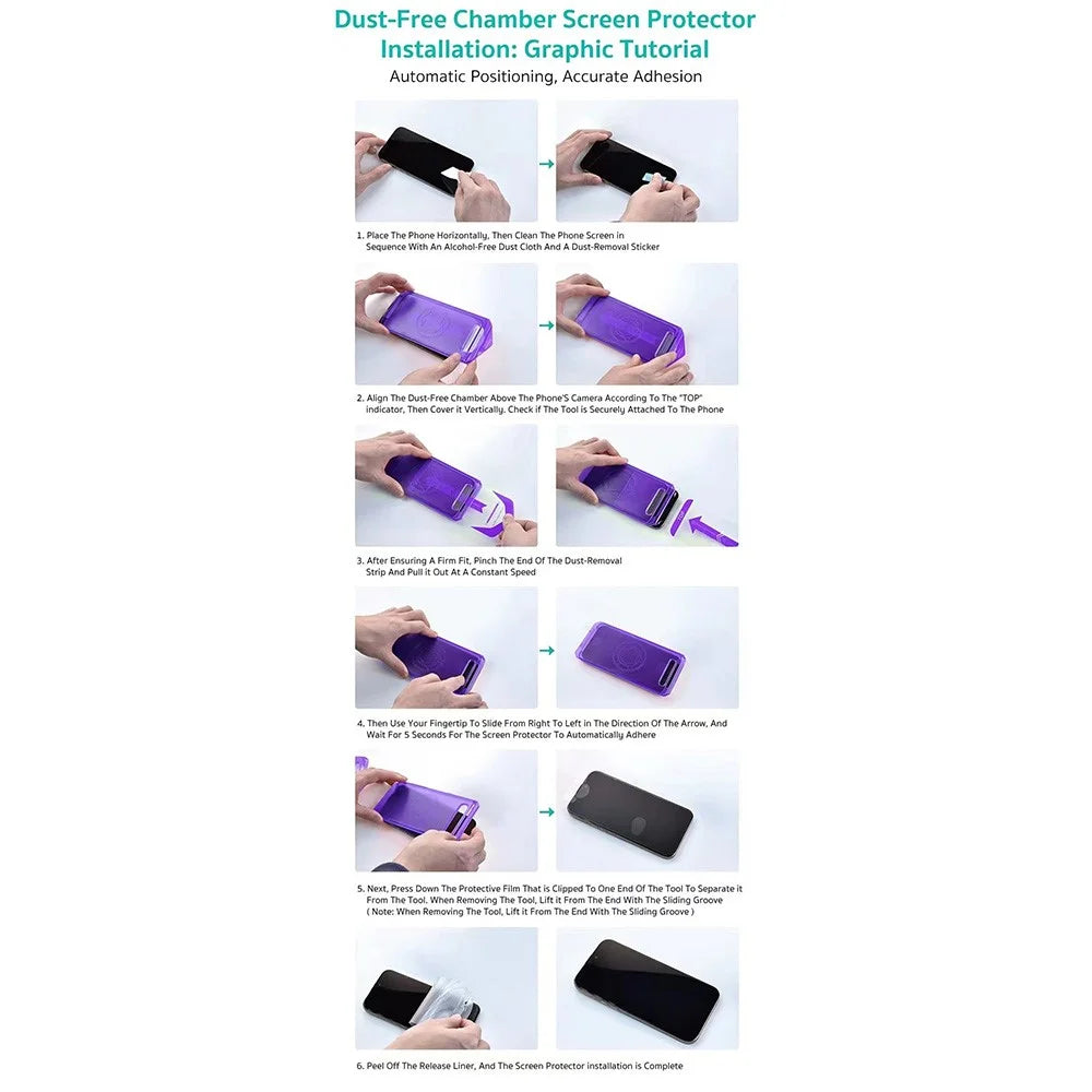 COTECI For iPhone 17 Screen Protector Anti Spy Tempered Glass Film with PC Dust Removal Tool - 6