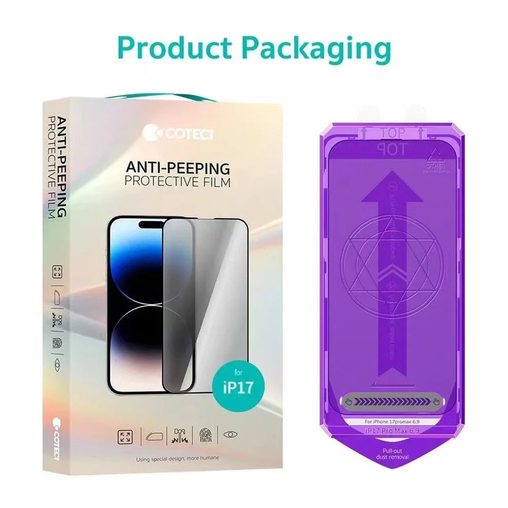 COTECI For iPhone 17 Screen Protector Anti Spy Tempered Glass Film with PC Dust Removal Tool - 7