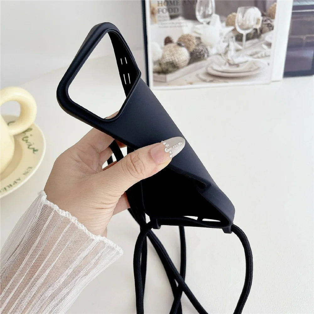 For iPhone 18 Pro / 17 Pro Case Liquid Silicone Protective Phone Cover with Crossbody Lanyard - Light Green - 6