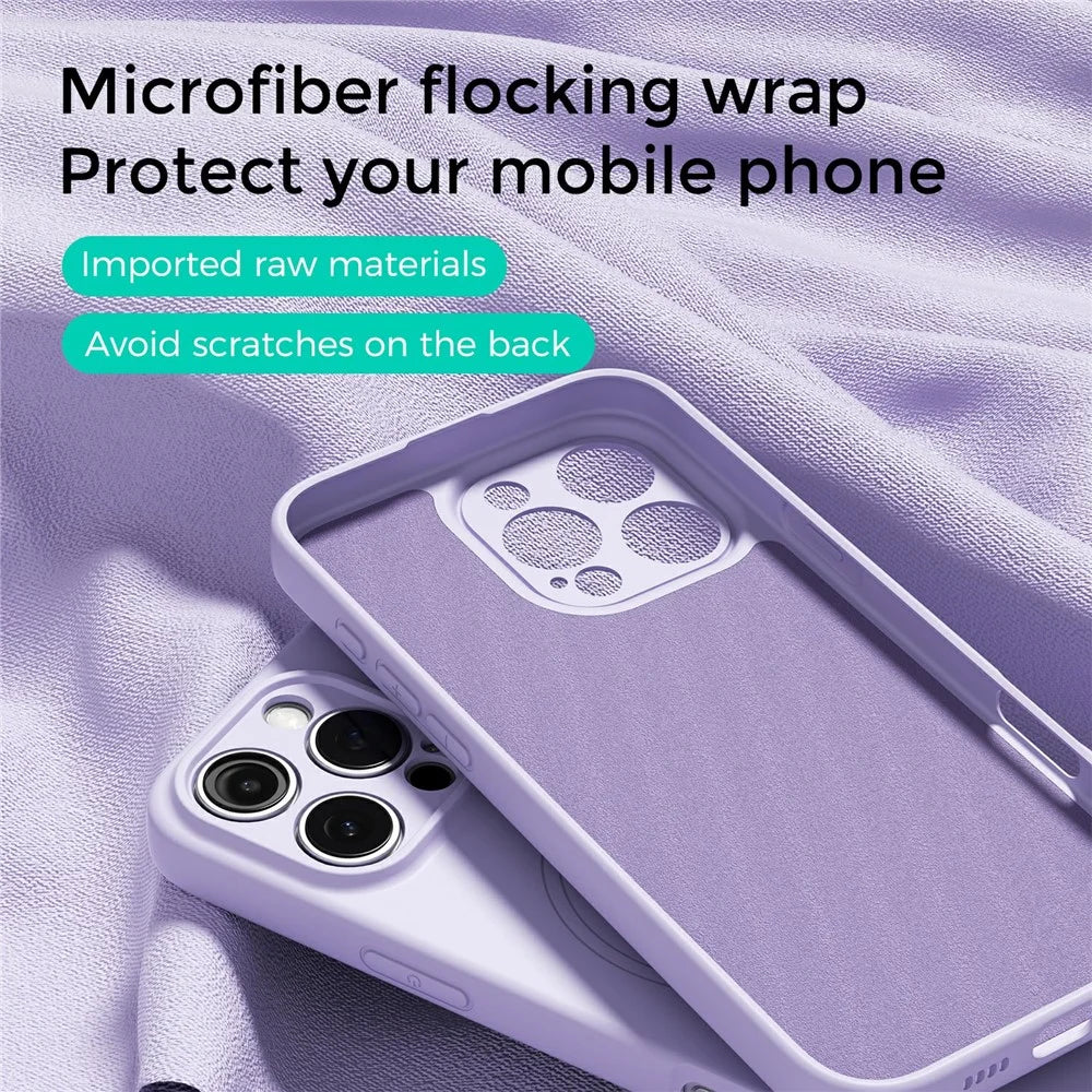 ABEEL For iPhone 14 Pro Max Case Compatible with MagSafe Skin Touch Liquid Silicone Phone Back Cover - Purple - 3