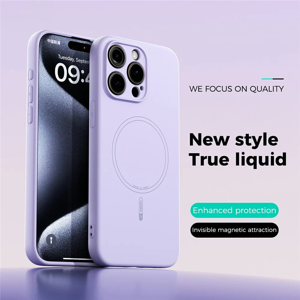 ABEEL For iPhone 13 Pro Case Compatible with MagSafe Skin Touch Liquid Silicone Phone Back Cover - Purple - 2