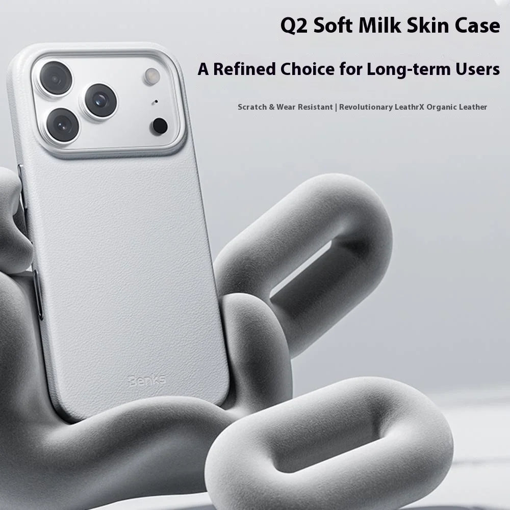 BENKS Q2 For iPhone 17 Pro Mircrofiber Leather + PC + Silicone Phone Case Compatible with MagSafe - White - 2