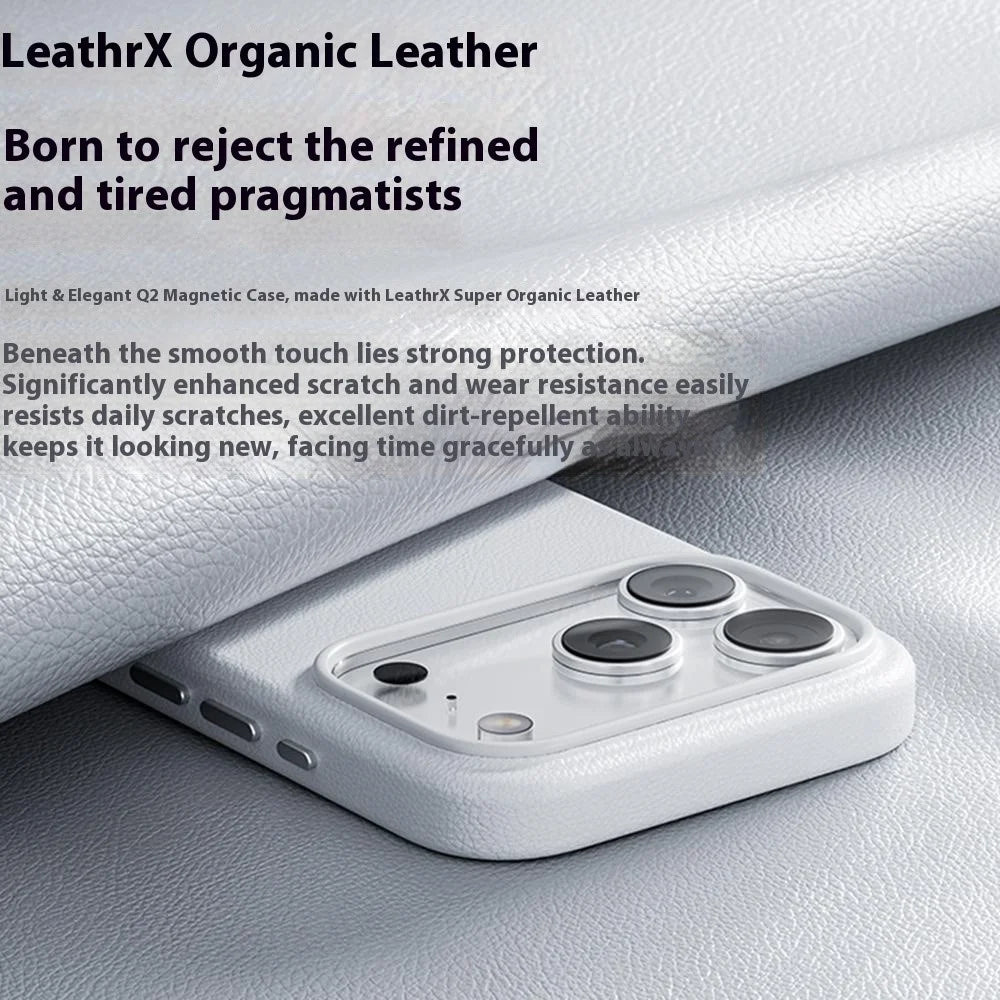 BENKS Q2 For iPhone 17 Pro Mircrofiber Leather + PC + Silicone Phone Case Compatible with MagSafe - White - 3