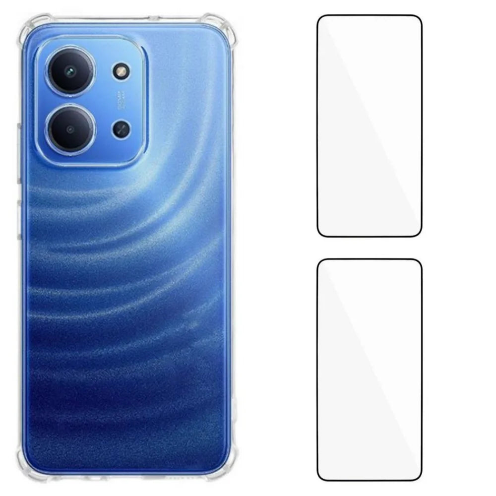 WANLONFENG For Xiaomi Redmi 15C 4G (Global) (171mm) TPU Case  WL3 Series 1.5mm Phone Cover with 2Pcs Tempered Glass Films - Transparent - 1