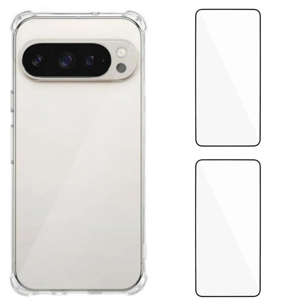 WANLONFENG For Google Pixel 10 Pro TPU Case  WL3 Series 1.5mm Phone Cover with 2Pcs Tempered Glass Films - Transparent - 1