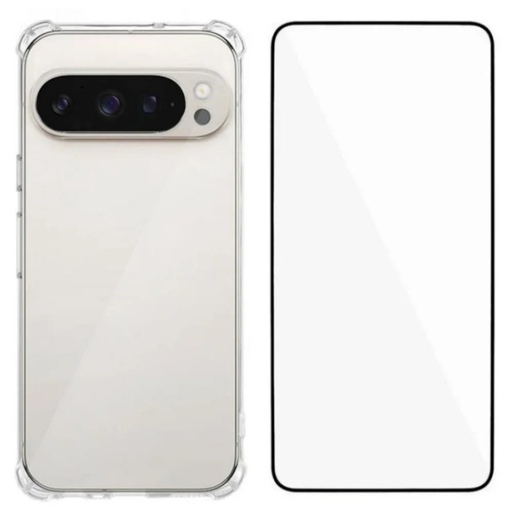 WANLONFENG For Google Pixel 10 Pro TPU Case  WL3 Series 1.5mm Phone Cover with Tempered Glass Film - Transparent - 1