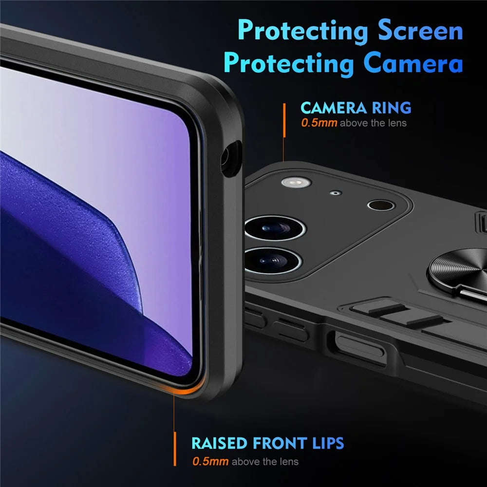 For iPhone 17 Pro Case PC + TPU Drop Defend Phone Cover with Ring Kickstand - Black - 3