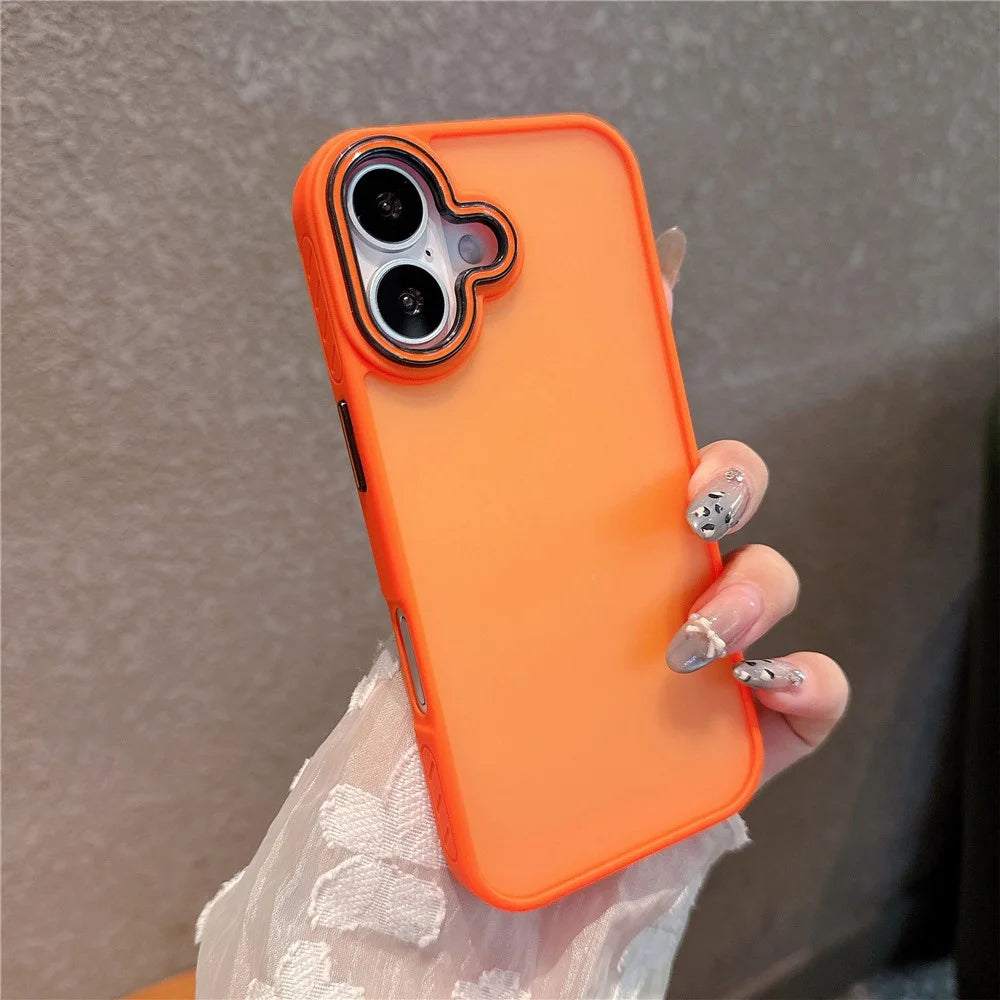 For iPhone 16 Plus Case PC + TPU Anti-Slip Matte Phone Cover - Orange - 2