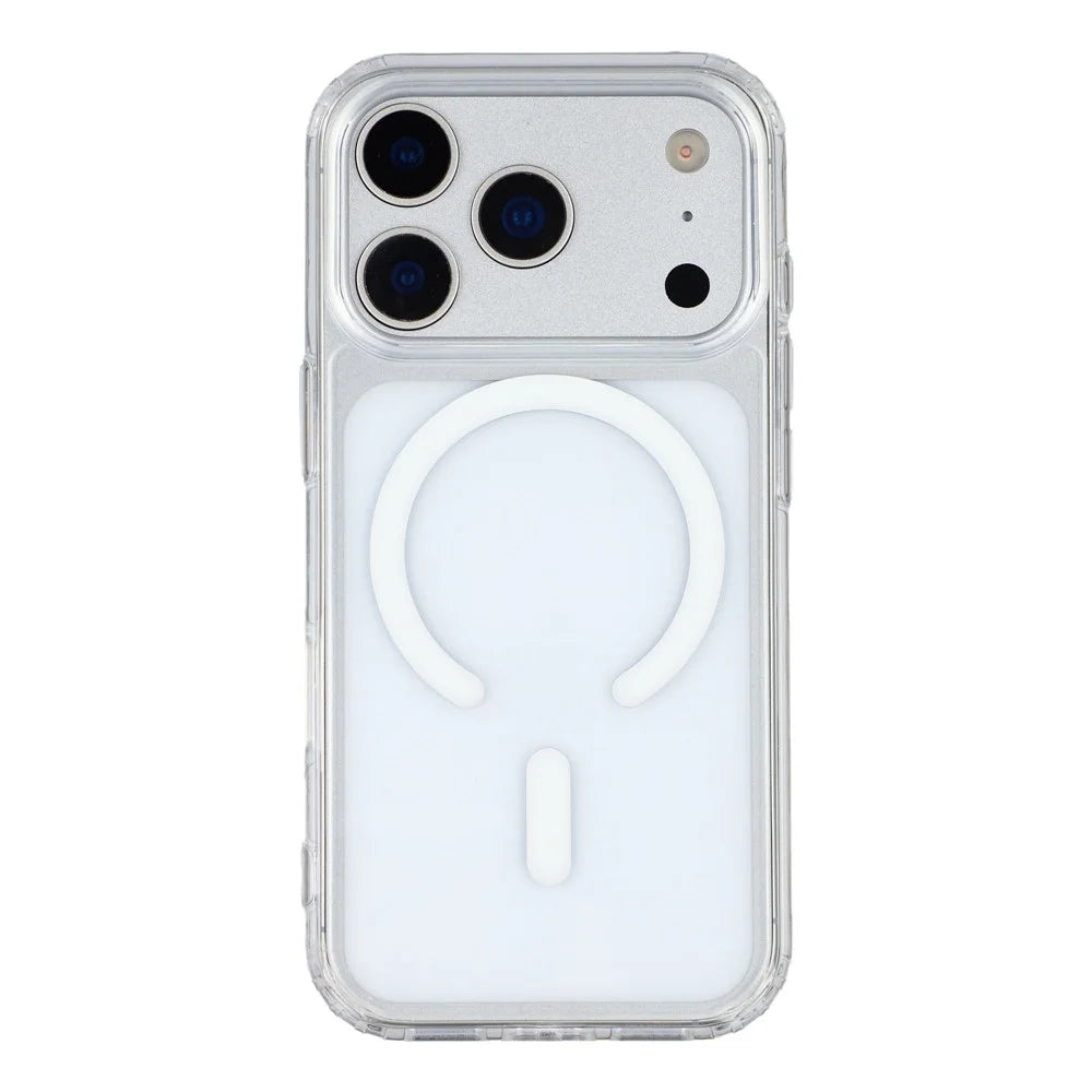 For iPhone 17 Pro Max Magnetic Case TPU PC Clear Phone Back Cover with Lanyard Hole - 3