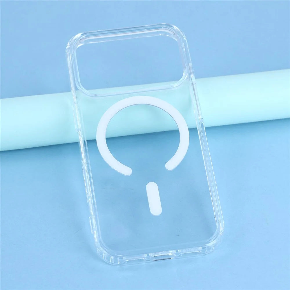 For iPhone 17 Pro Max Magnetic Case TPU PC Clear Phone Back Cover with Lanyard Hole - 4