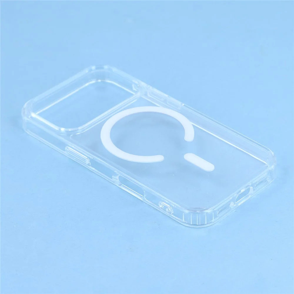 For iPhone 17 Pro Max Magnetic Case TPU PC Clear Phone Back Cover with Lanyard Hole - 5